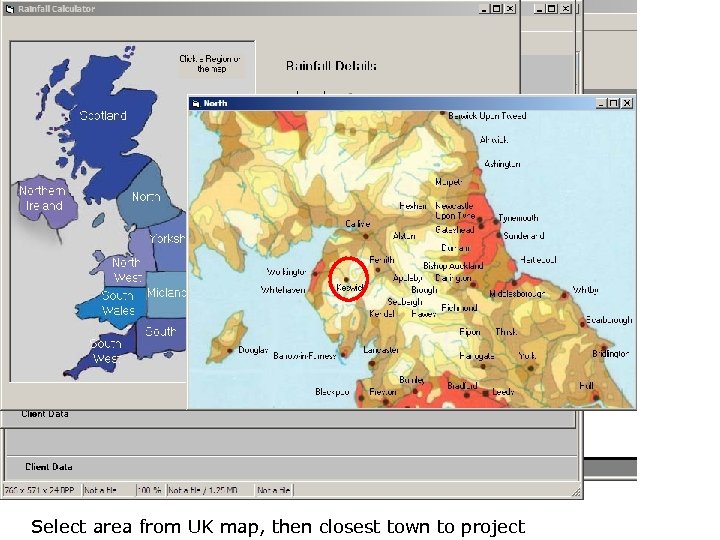 Select area from UK map, then closest town to project 