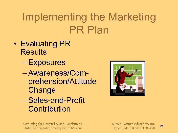 Implementing the Marketing PR Plan • Evaluating PR Results – Exposures – Awareness/Comprehension/Attitude Change