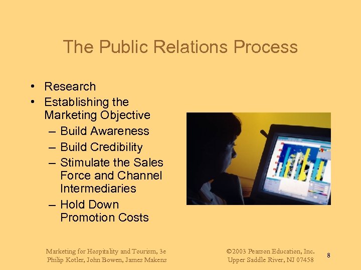 The Public Relations Process • Research • Establishing the Marketing Objective – Build Awareness