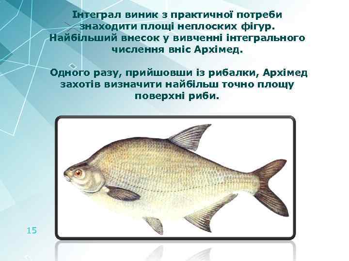 Інтеграл виник з практичної потреби знаходити площі неплоских фігур. Найбільший внесок у вивченні інтегрального