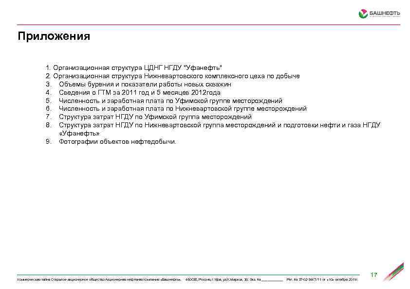 Приложения 1. Организационная структура ЦДНГ НГДУ "Уфанефть" 2. Организационная структура Нижневартовского комплексного цеха по