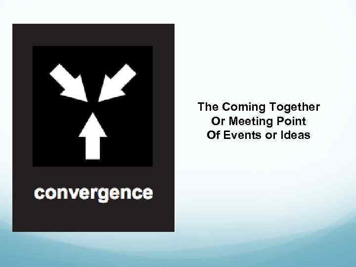 The Coming Together Or Meeting Point Of Events or Ideas 