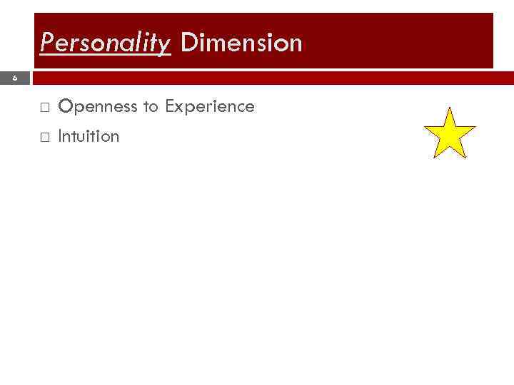 Personality Dimension 6 Openness to Experience Intuition 