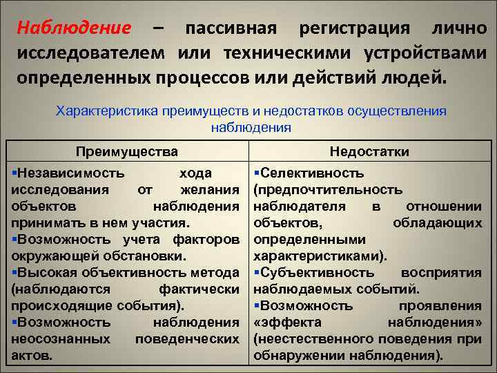 Недостатки контроля. Преимущества и недостатки наблюдения. Плюсы и минусы метода исследования наблюдение. Достоинства и недостатки методов контроля. Плюсы и минусы практического контроля.