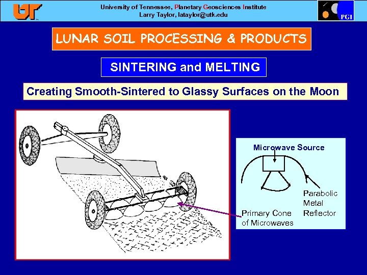 University of Tennessee, Planetary Geosciences Institute Larry Taylor, lataylor@utk. edu LUNAR SOIL PROCESSING &