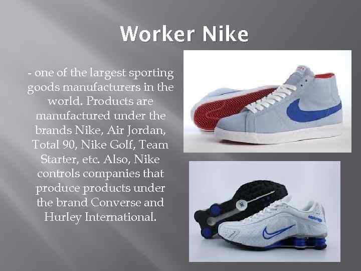 Worker Nike - one of the largest sporting goods manufacturers in the world. Products