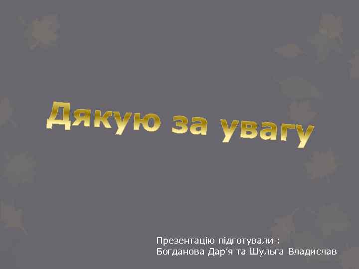 Презентацію підготували : Богданова Дар’я та Шульга Владислав 