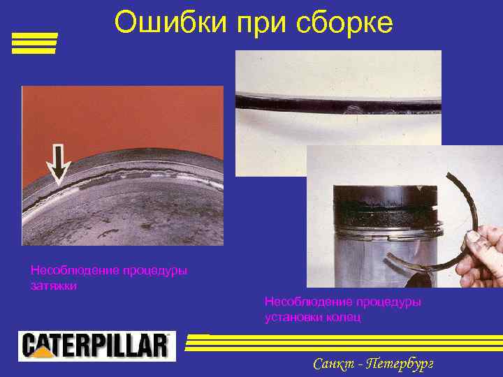 Ошибки при сборке Несоблюдение процедуры затяжки Несоблюдение процедуры установки колец Санкт - Петербург 