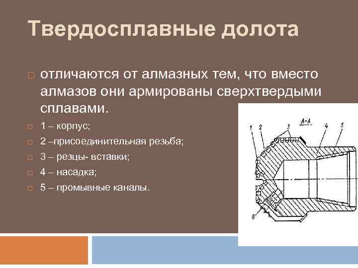 Твердосплавные долота отличаются от алмазных тем, что вместо алмазов они армированы сверхтвердыми сплавами. 1