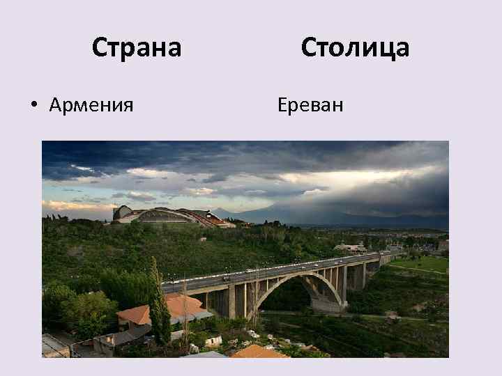 Страна • Армения Столица Ереван 
