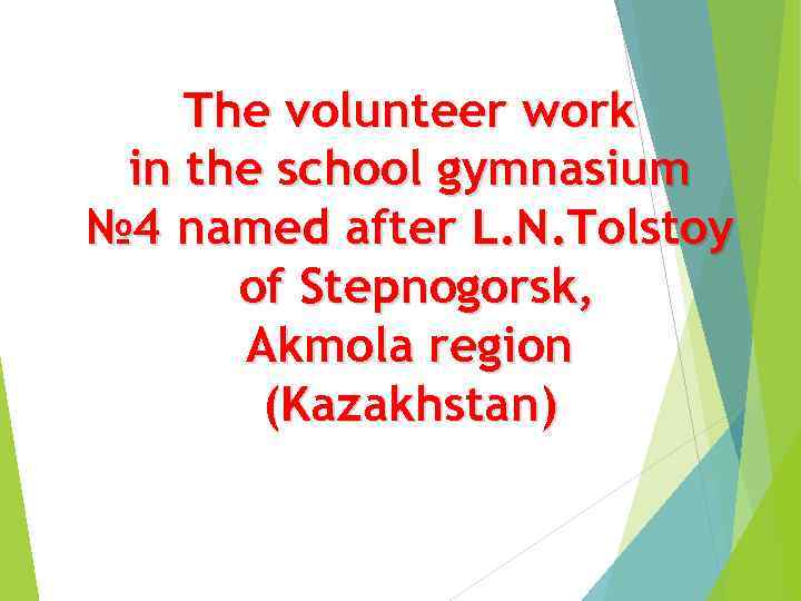 The volunteer work in the school gymnasium № 4 named after L. N. Tolstoy