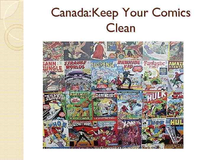 Canada: Keep Your Comics Clean 