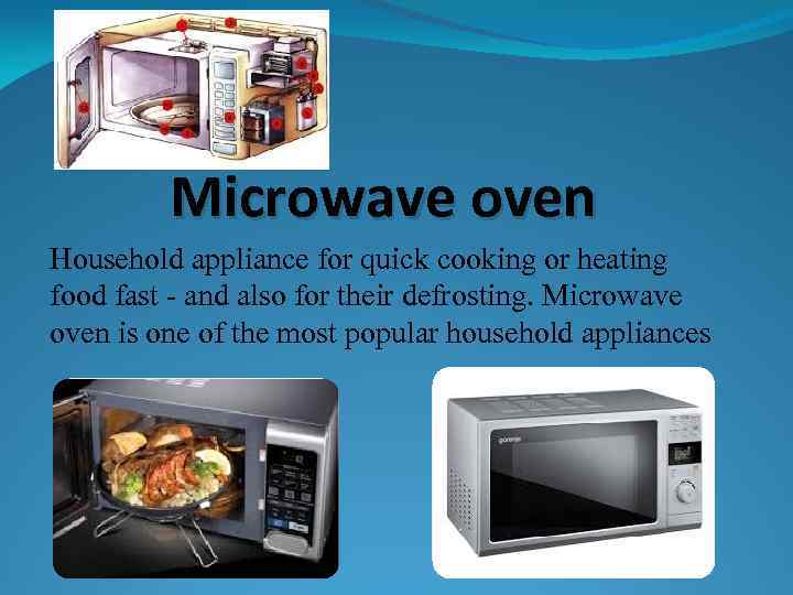 Microwave oven Household appliance for quick cooking or heating food fast - and also