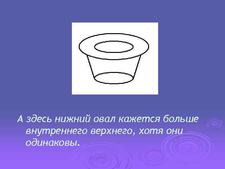 А здесь нижний овал кажется больше внутреннего верхнего, хотя они одинаковы. 