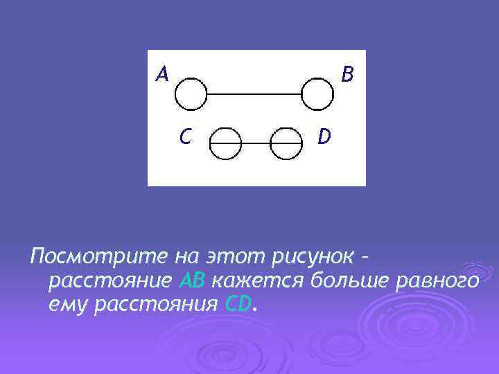 A B C D Посмотрите на этот рисунок – расстояние AB кажется больше равного