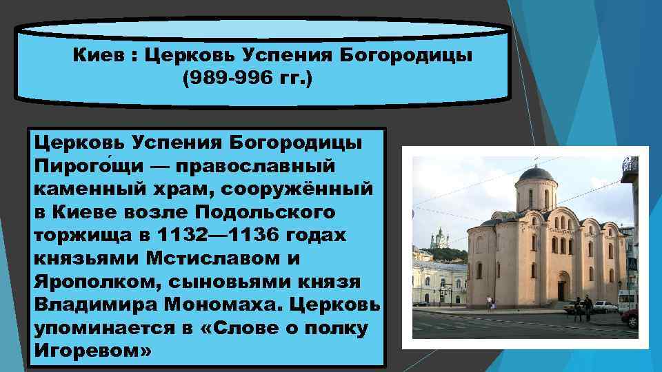 Киев : Церковь Успения Богородицы (989 -996 гг. ) Церковь Успения Богородицы Пирого щи