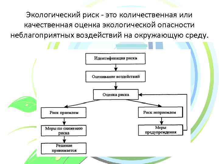 Экологический риск - это количественная или качественная оценка экологической опасности неблагоприятных воздействий на окружающую