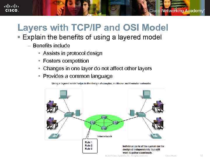 Layers with TCP/IP and OSI Model § Explain the benefits of using a layered