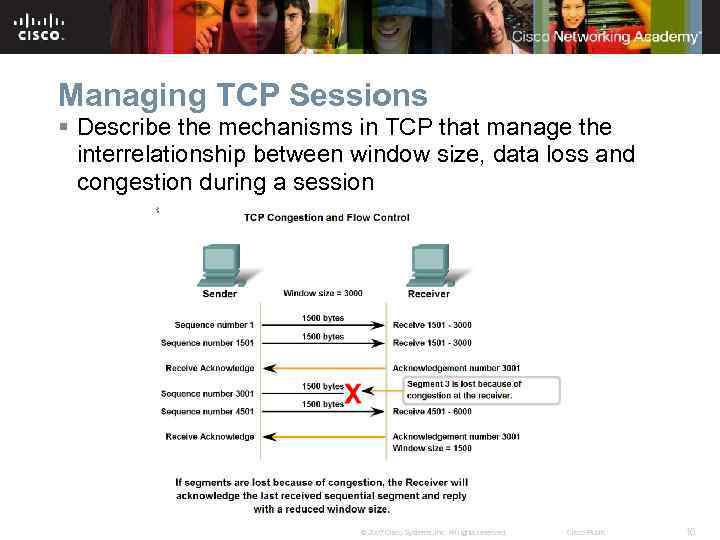 Managing TCP Sessions § Describe the mechanisms in TCP that manage the interrelationship between