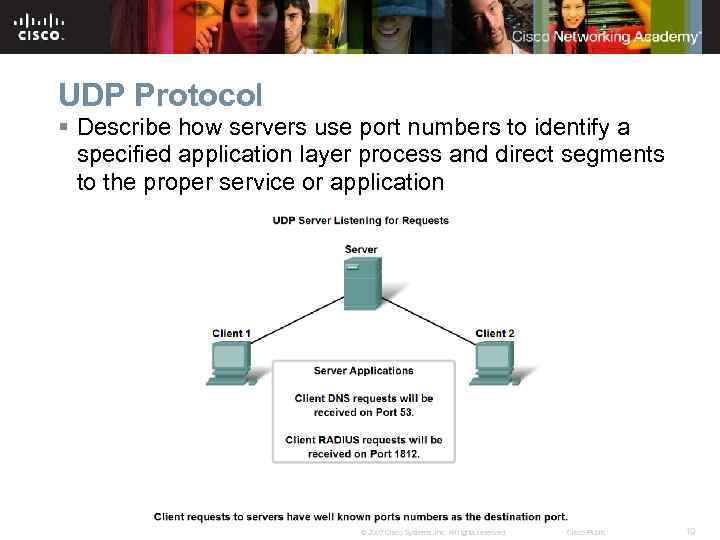 UDP Protocol § Describe how servers use port numbers to identify a specified application