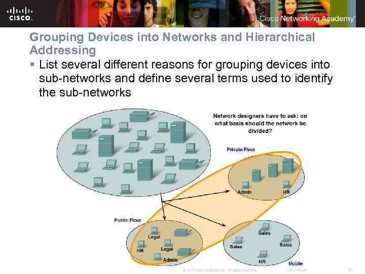 Grouping Devices into Networks and Hierarchical Addressing § List several different reasons for grouping