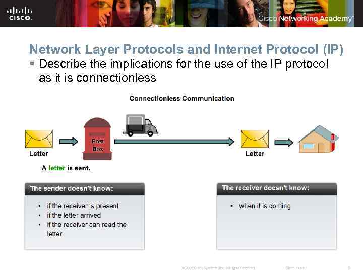 Network Layer Protocols and Internet Protocol (IP) § Describe the implications for the use