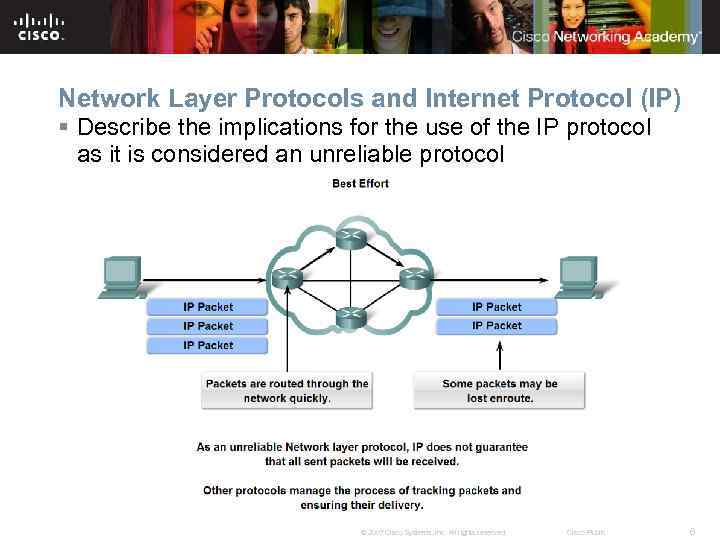 Network Layer Protocols and Internet Protocol (IP) § Describe the implications for the use