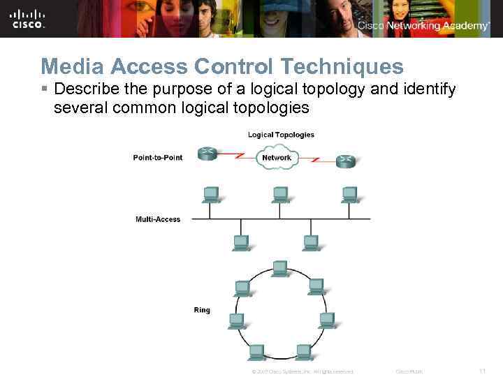 Media Access Control Techniques § Describe the purpose of a logical topology and identify