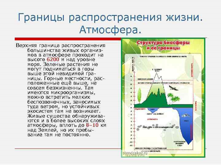 Распространение жизни в атмосфере ограничивает