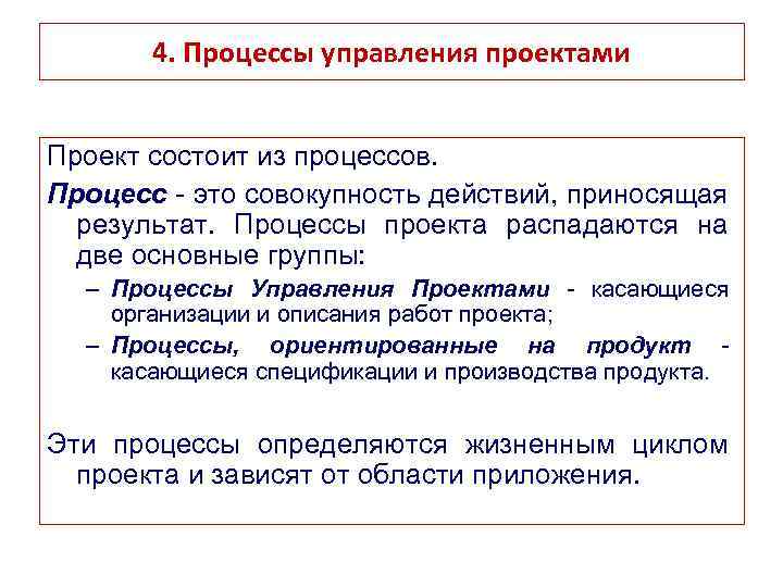 Процессы касающиеся организации и описания работ проекта