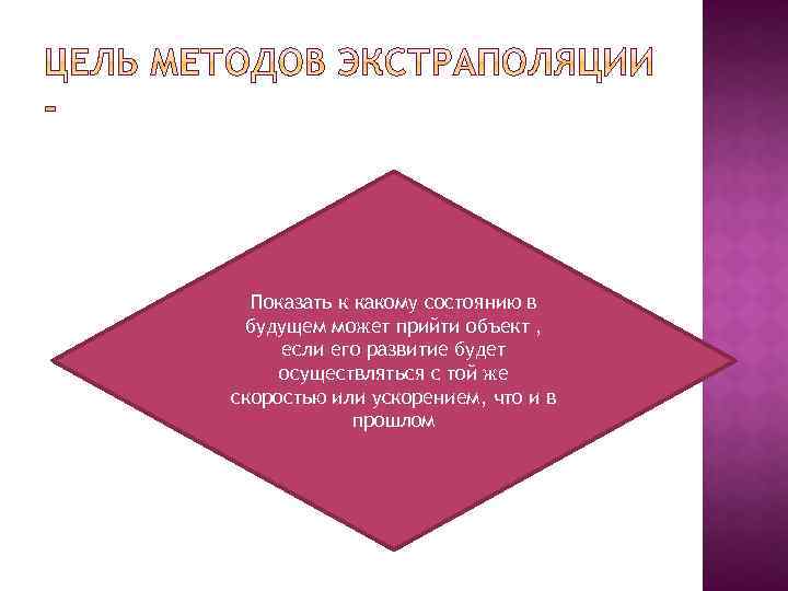 Показать к какому состоянию в будущем может прийти объект , если его развитие будет