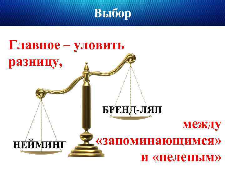 Выбор Главное – уловить разницу, БРЕНД-ЛЯП НЕЙМИНГ между «запоминающимся» и «нелепым» 