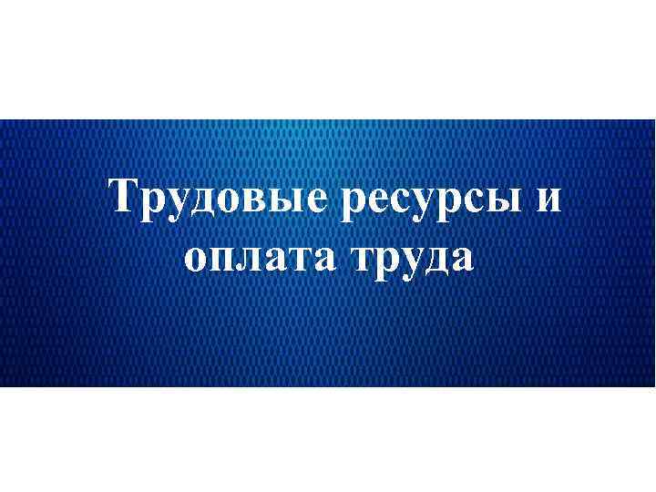 Трудовые ресурсы и оплата труда 