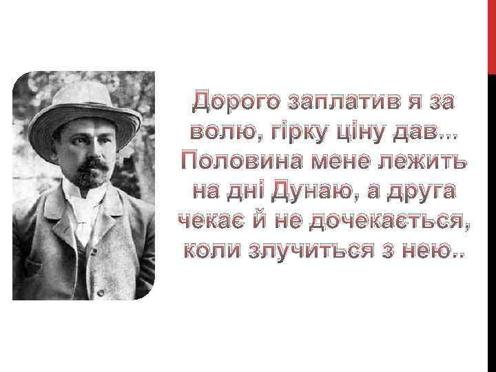 Дорого заплатив я за волю, гірку ціну дав. . . Половина мене лежить на