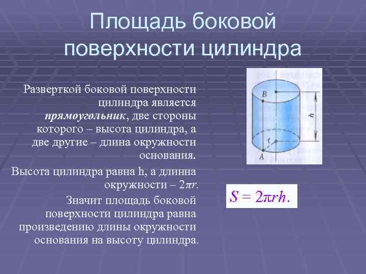 Площадь высоты цилиндра