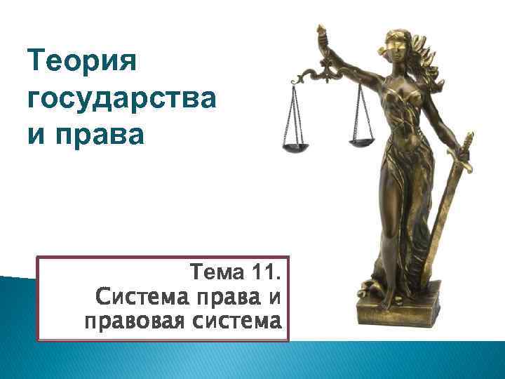 Теория государства и права Тема 11. Система права и правовая система 