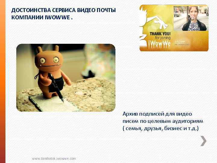 ДОСТОИНСТВА СЕРВИСА ВИДЕО ПОЧТЫ КОМПАНИИ IWOWWE. Архив подписей для видео писем по целевым аудиториям