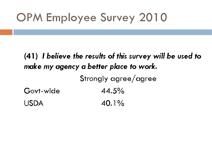 OPM Employee Survey 2010 (41) I believe the results of this survey will be