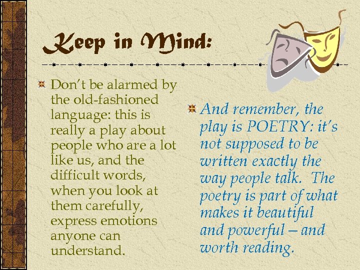 Keep in Mind: Don’t be alarmed by the old-fashioned language: this is really a