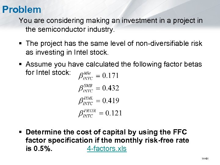 Problem You are considering making an investment in a project in the semiconductor industry.