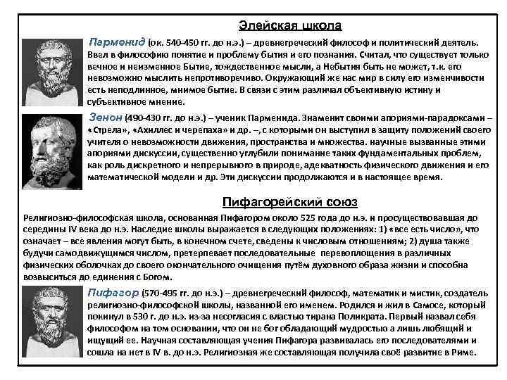 Элейская школа Парменид (ок. 540 -450 гг. до н. э. ) – древнегреческий философ