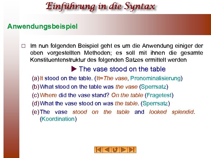 Anwendungsbeispiel ¨ Im nun folgenden Beispiel geht es um die Anwendung einiger der oben