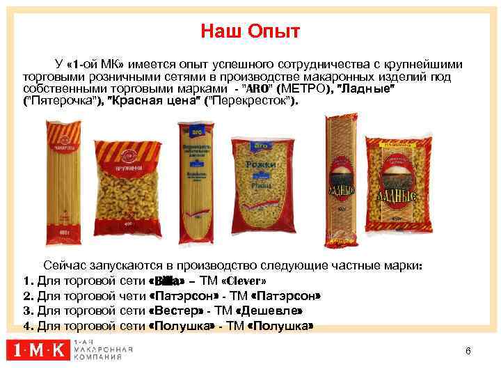 Наш Опыт У « 1 -ой МК» имеется опыт успешного сотрудничества с крупнейшими торговыми
