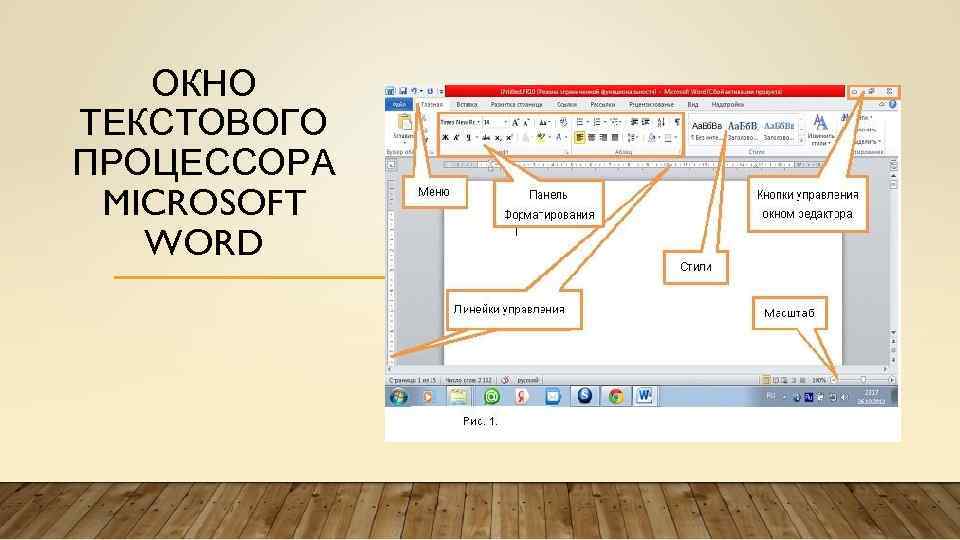 ОКНО ТЕКСТОВОГО ПРОЦЕССОРА MICROSOFT WORD 