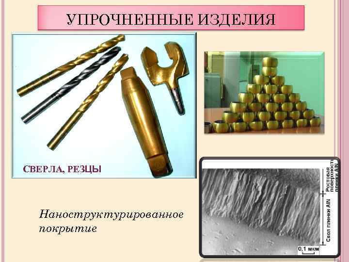 УПРОЧНЕННЫЕ ИЗДЕЛИЯ СВЕРЛА, РЕЗЦЫ СВЕРЛА Наноструктурированное покрытие 