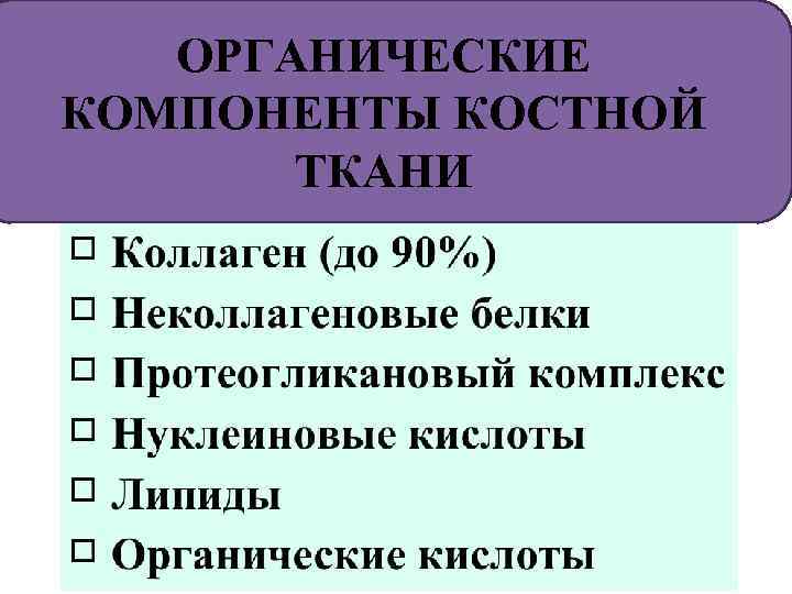 ОРГАНИЧЕСКИЕ КОМПОНЕНТЫ КОСТНОЙ ТКАНИ 