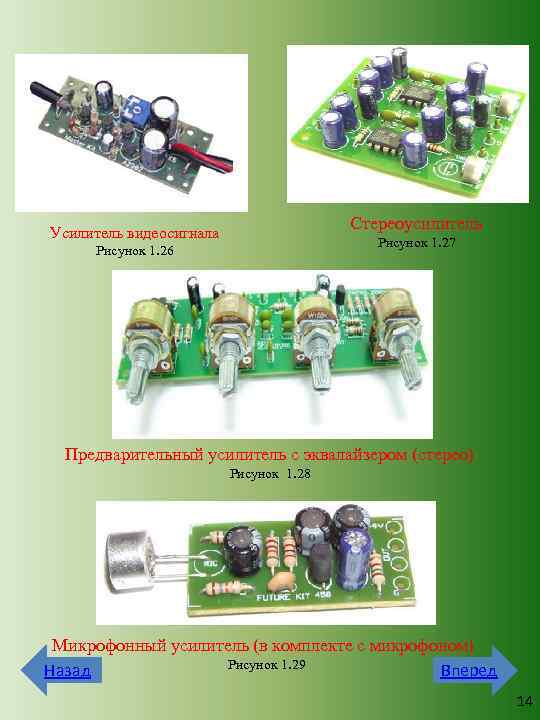 Стереоусилитель Усилитель видеосигнала Рисунок 1. 27 Рисунок 1. 26 Предварительный усилитель с эквалайзером (стерео)