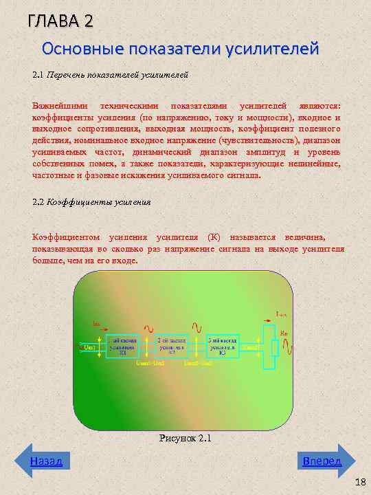 ГЛАВА 2 Основные показатели усилителей 2. 1 Перечень показателей усилителей Важнейшими техническими показателями усилителей