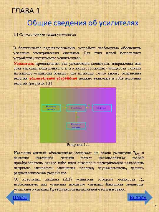 ГЛАВА 1 Общие сведения об усилителях 1. 1 Структурная схема усилителя В большинстве радиотехнических