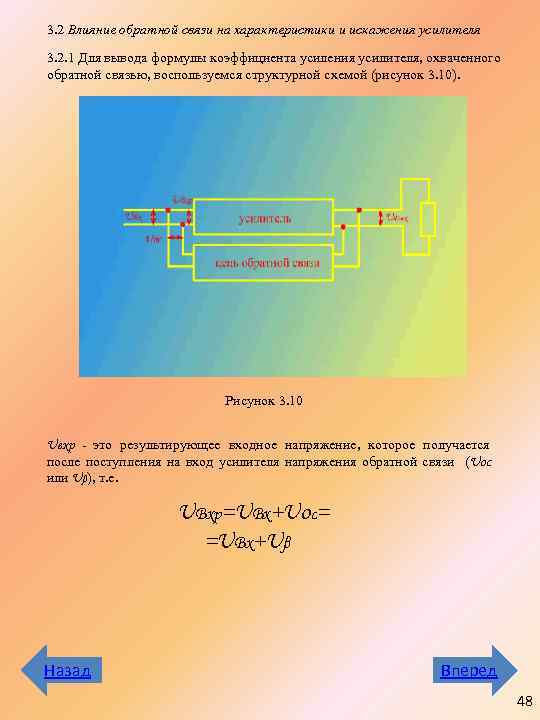 3. 2 Влияние обратной связи на характеристики и искажения усилителя 3. 2. 1 Для